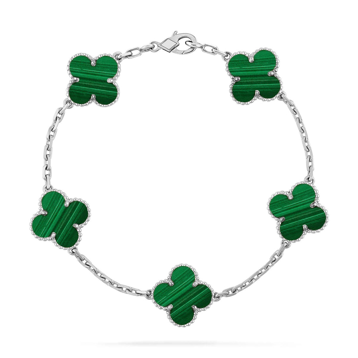 [Royal&Vicky]LUCKY CLOVER 5-MOTIF BRACELET - MALACHITE COLLECTION