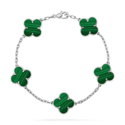 [Royal&Vicky]LUCKY CLOVER 5-MOTIF BRACELET - MALACHITE COLLECTION
