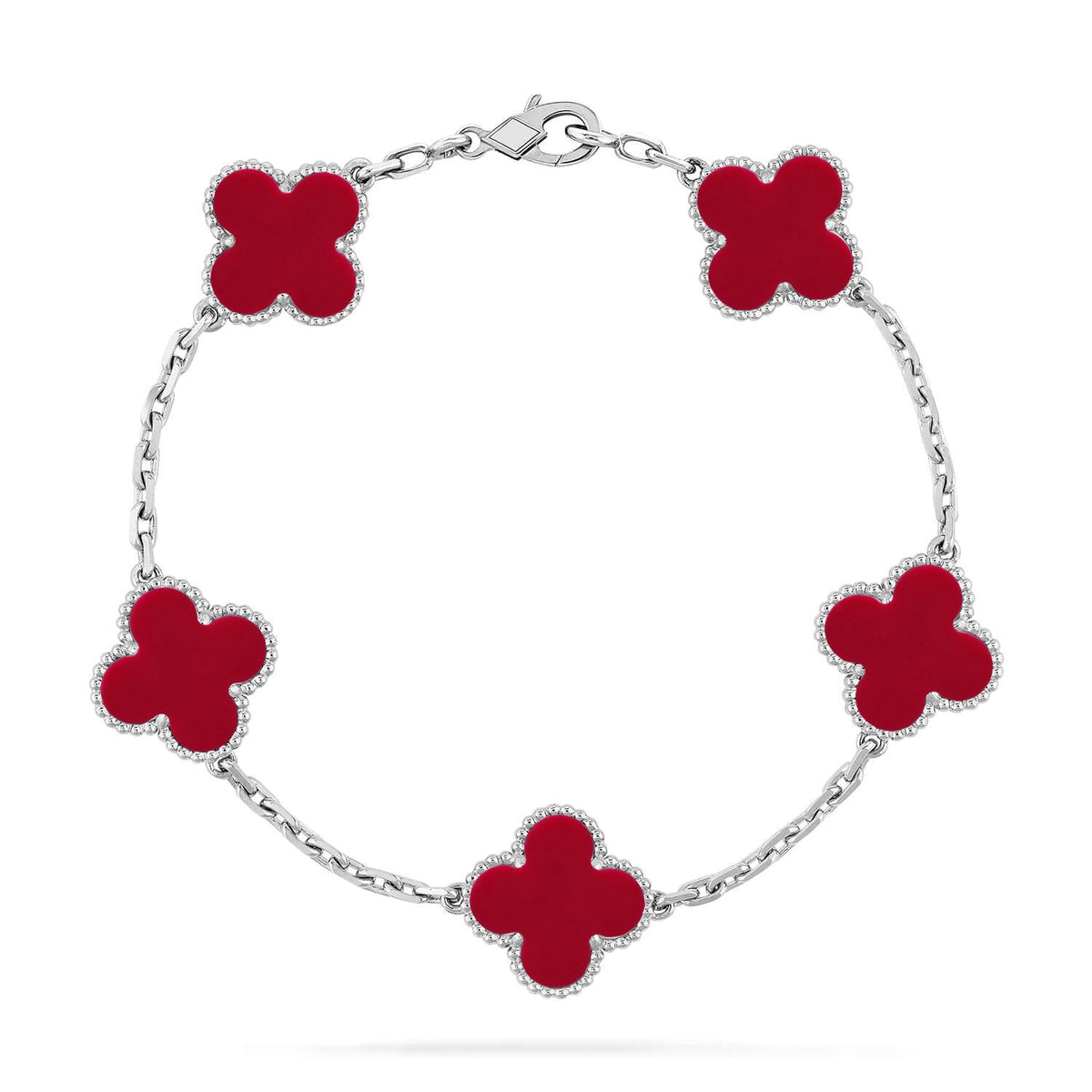 [Royal&Vicky]LUCKY CLOVER 5-MOTIF BRACELET - RED CARNELIAN COLLECTION