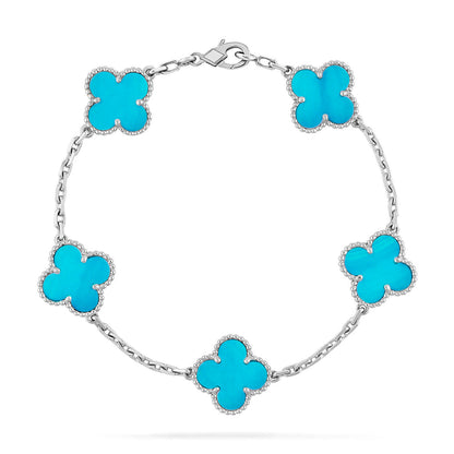 [Royal&Vicky]LUCKY CLOVER 5-MOTIF BRACELET - TURQUOISE COLLECTION