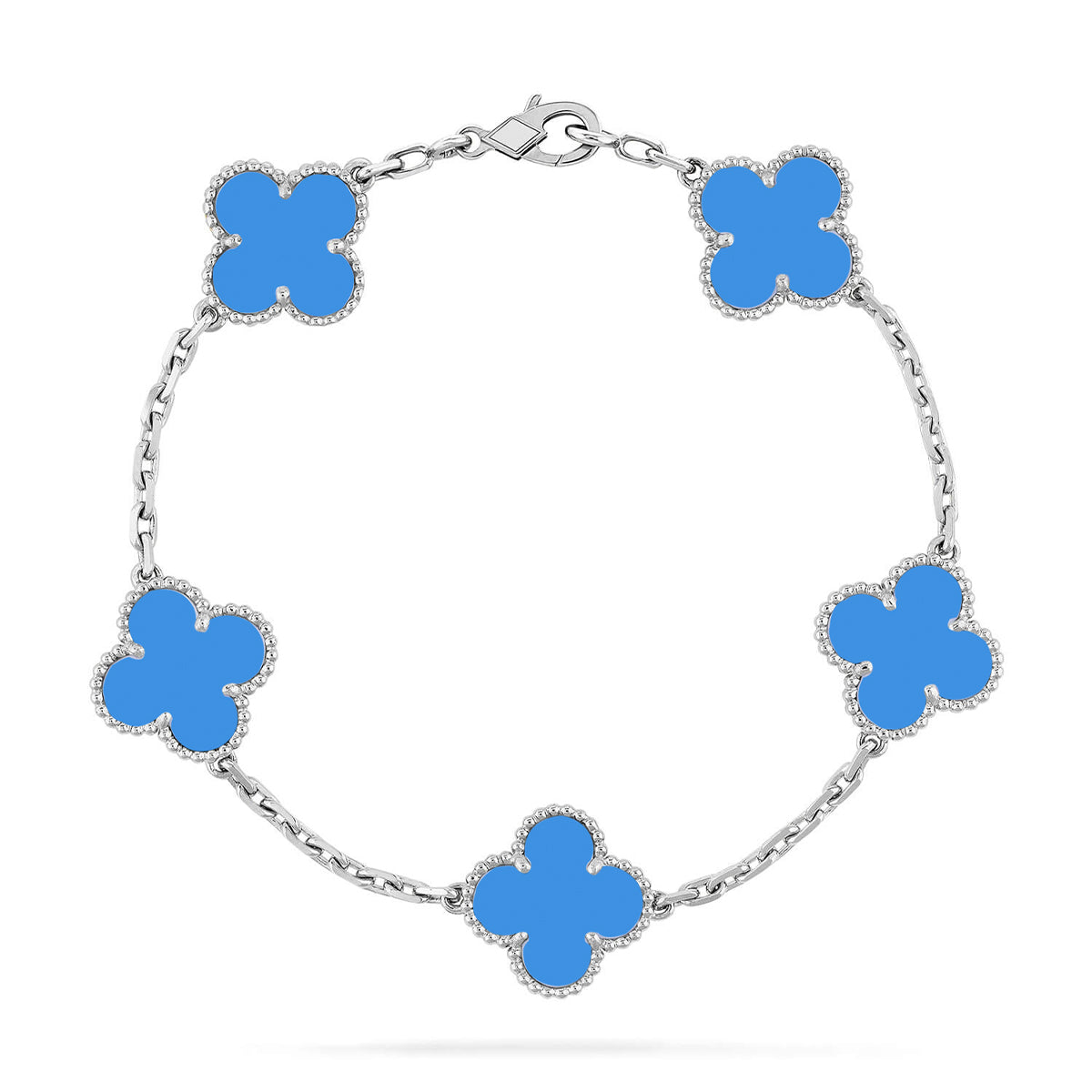 [Royal&Vicky]LUCKY CLOVER 5-MOTIF BRACELET - BLUE AGATE COLLECTION
