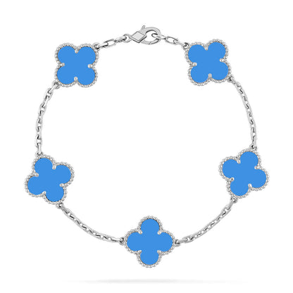 [Royal&Vicky]LUCKY CLOVER 5-MOTIF BRACELET - BLUE AGATE COLLECTION