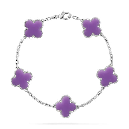[Royal&Vicky]LUCKY CLOVER 5-MOTIF BRACELET - LAVENDER COLLECTION
