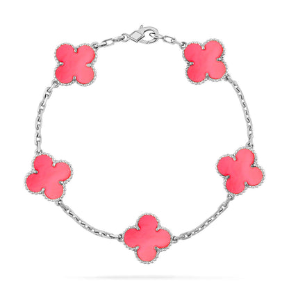 [Royal&Vicky]LUCKY CLOVER 5-MOTIF BRACELET - PINK MOTHER-OF-PEARL COLLECTION