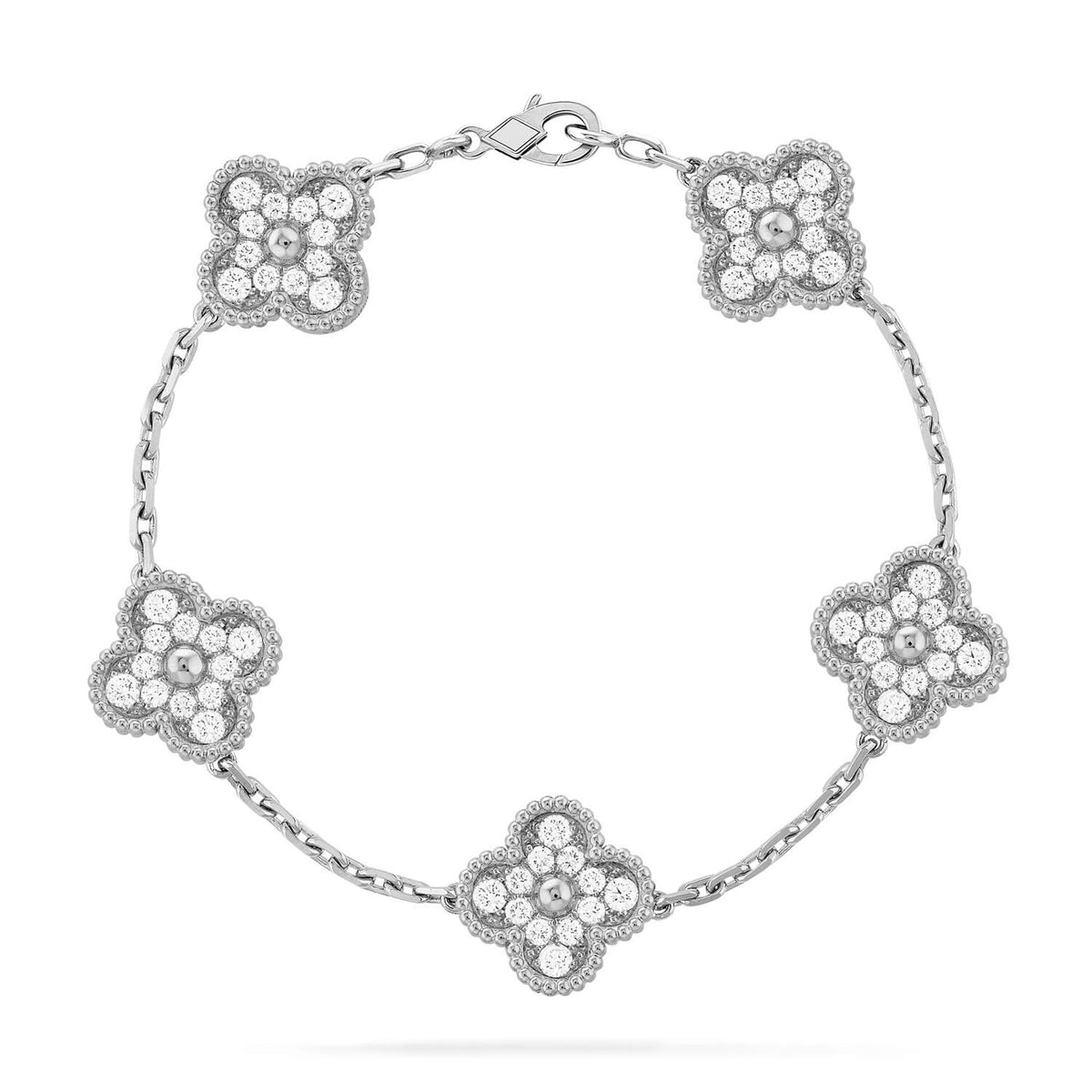 [Royal&Vicky]LUCKY CLOVER 5-MOTIF BRACELET - FULL-DIAMOND