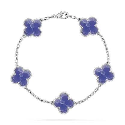 [Royal&Vicky]LUCKY CLOVER 5-MOTIF BRACELET - BLUE LARIMAR COLLECTION