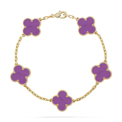 [Royal&Vicky]LUCKY CLOVER 5-MOTIF BRACELET - VIOLET COLLECTION