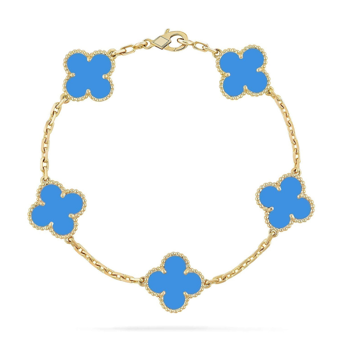 [Royal&Vicky]LUCKY CLOVER 5-MOTIF BRACELET - BLUE AGATE COLLECTION