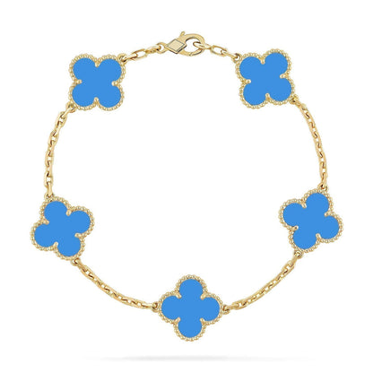 [Royal&Vicky]LUCKY CLOVER 5-MOTIF BRACELET - BLUE AGATE COLLECTION