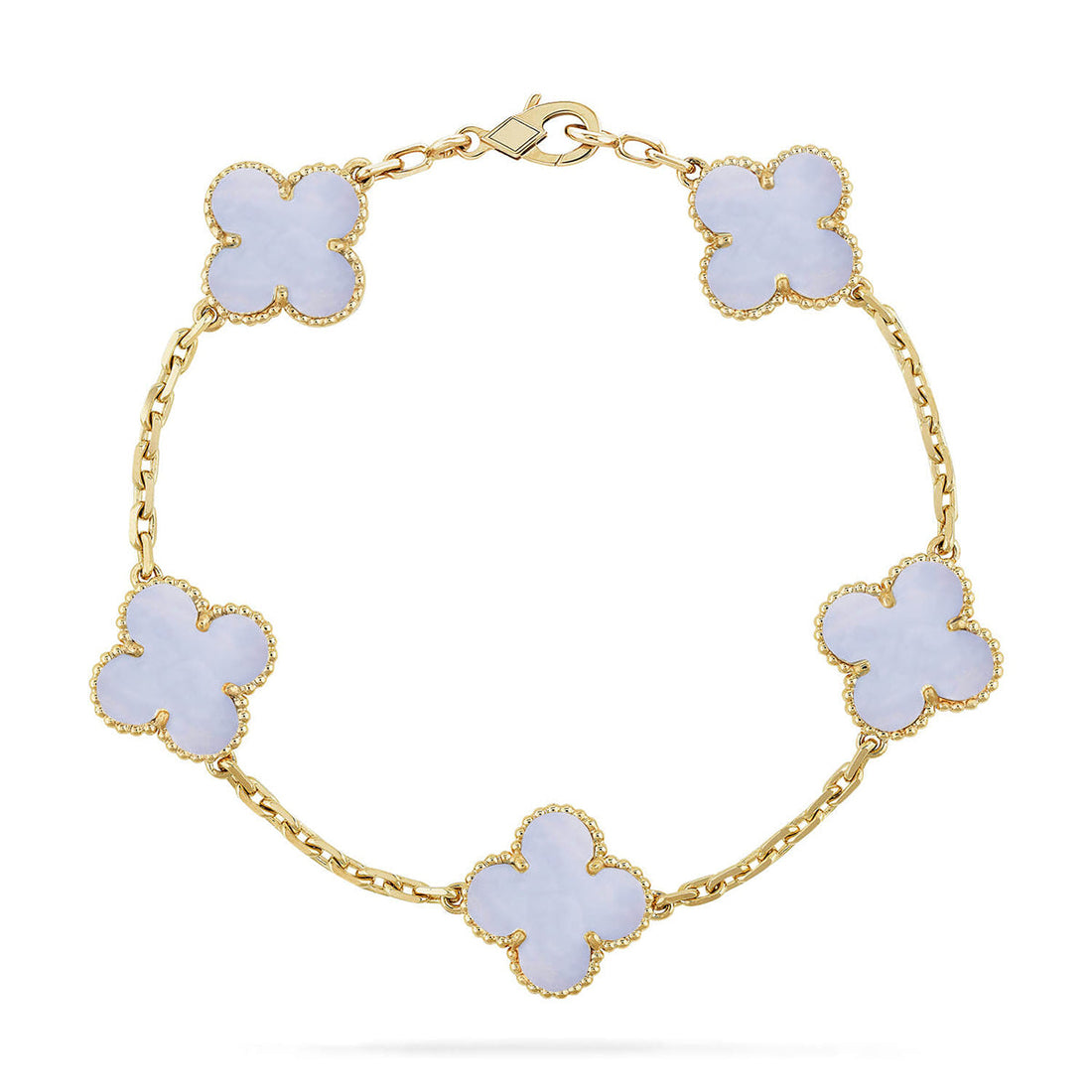 [Royal&Vicky]LUCKY CLOVER 5-MOTIF BRACELET - PURPLE CHALCEDONY COLLECTION
