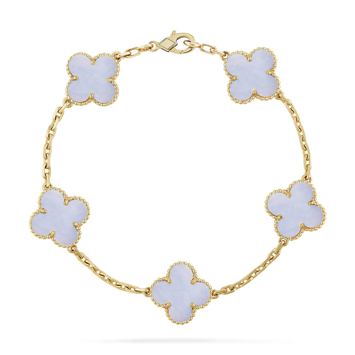 [Royal&Vicky]LUCKY CLOVER 5-MOTIF BRACELET - PURPLE CHALCEDONY COLLECTION