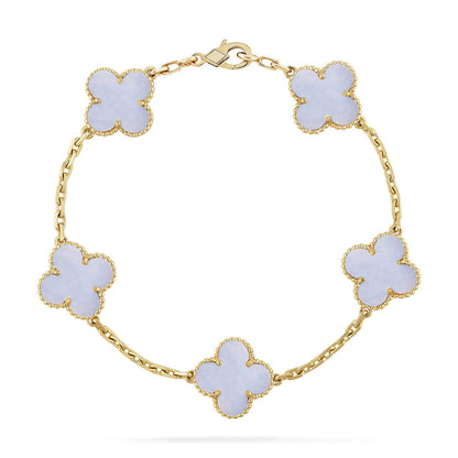 [Royal&Vicky]LUCKY CLOVER 5-MOTIF BRACELET - PURPLE CHALCEDONY COLLECTION