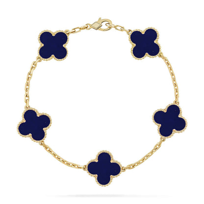 [Royal&Vicky]LUCKY CLOVER 5-MOTIF BRACELET - LAPIS LAZULI COLLECTION