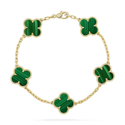 [Royal&Vicky]LUCKY CLOVER 5-MOTIF BRACELET - MALACHITE COLLECTION