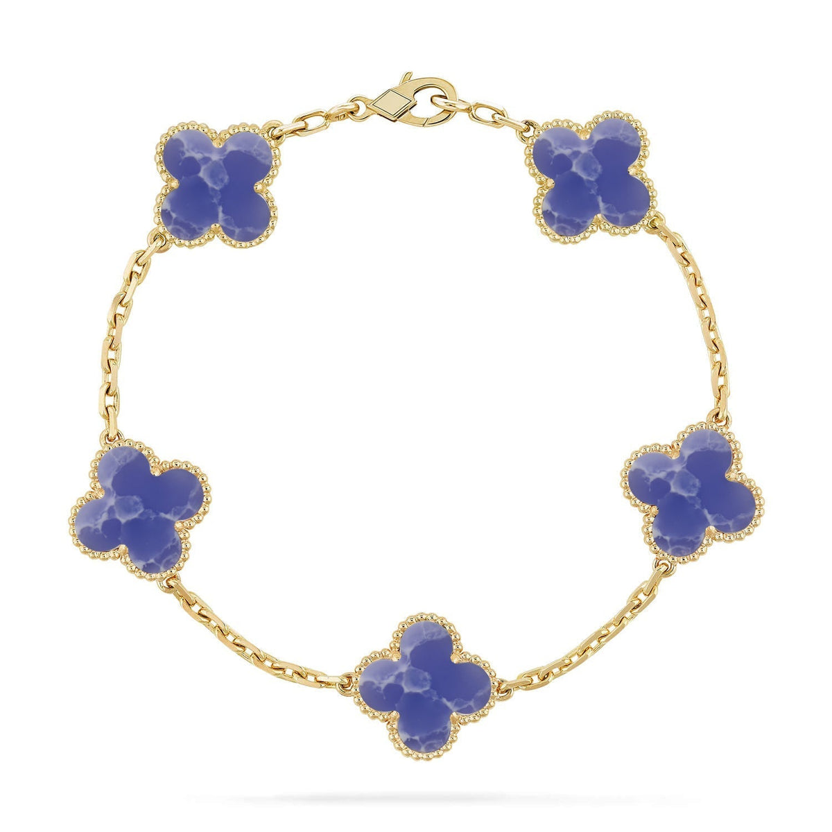 [Royal&Vicky]LUCKY CLOVER 5-MOTIF BRACELET - BLUE LARIMAR COLLECTION