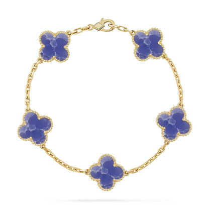 [Royal&Vicky]LUCKY CLOVER 5-MOTIF BRACELET - BLUE LARIMAR COLLECTION