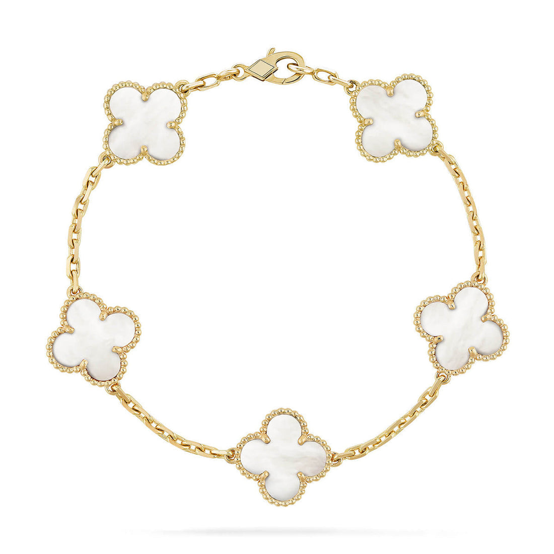 [Royal&Vicky]LUCKY CLOVER 5-MOTIF BRACELET - WHITE MOTHER-OF-PEARL COLLECTION