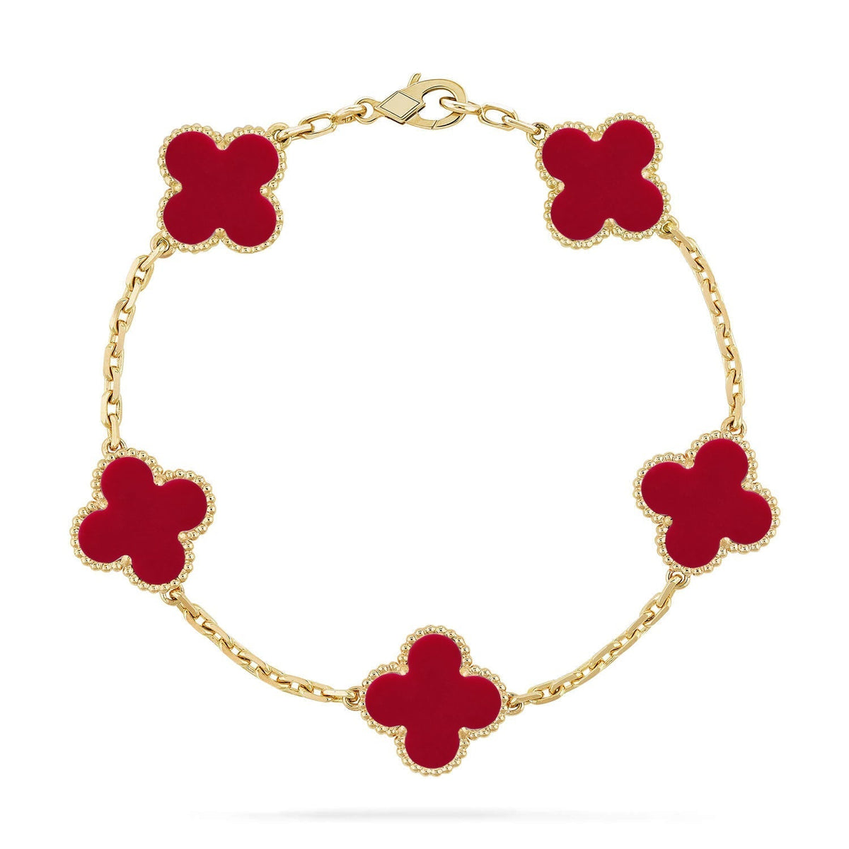 [Royal&Vicky]LUCKY CLOVER 5-MOTIF BRACELET - RED CARNELIAN COLLECTION