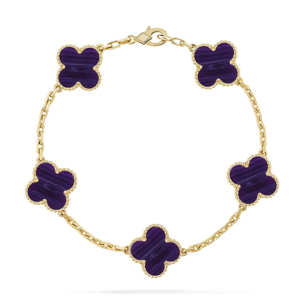 [Royal&Vicky]LUCKY CLOVER 5-MOTIF BRACELET - CHAROITE COLLECTION