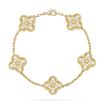 [Royal&Vicky]LUCKY CLOVER 5-MOTIF BRACELET - FULL-DIAMOND