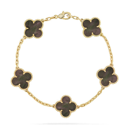 [Royal&Vicky]LUCKY CLOVER 5-MOTIF BRACELET - GREY MOTHER-OF-PEARL COLLECTION