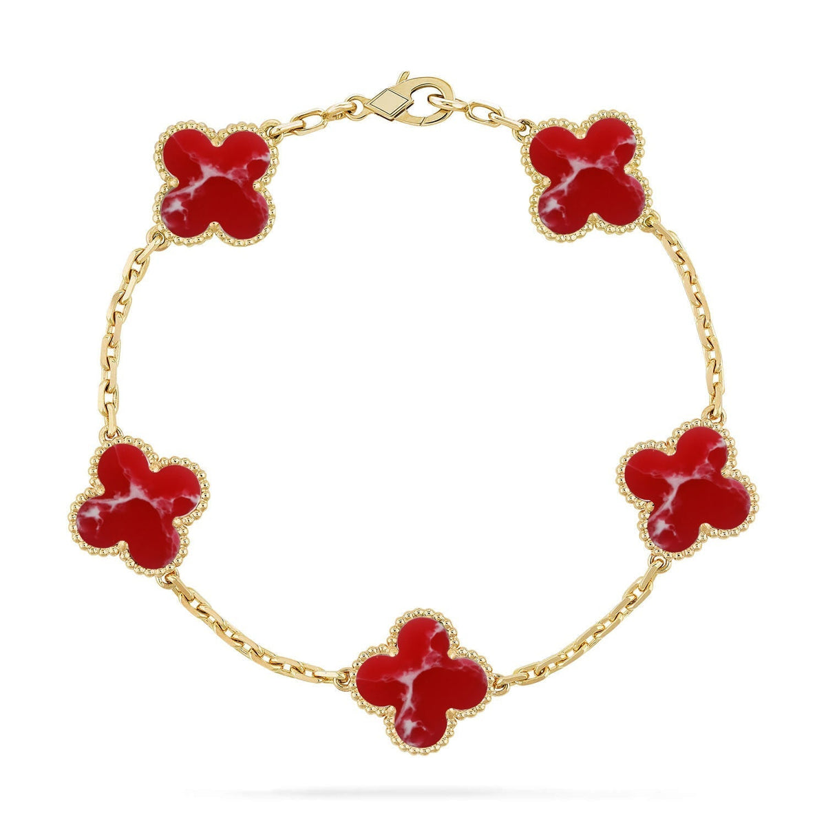 [Royal&Vicky]LUCKY CLOVER 5-MOTIF BRACELET - RED LARIMAR COLLECTION