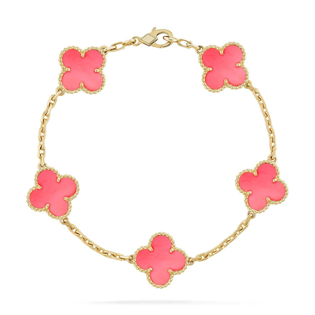 [Royal&Vicky]LUCKY CLOVER 5-MOTIF BRACELET - PINK MOTHER-OF-PEARL COLLECTION