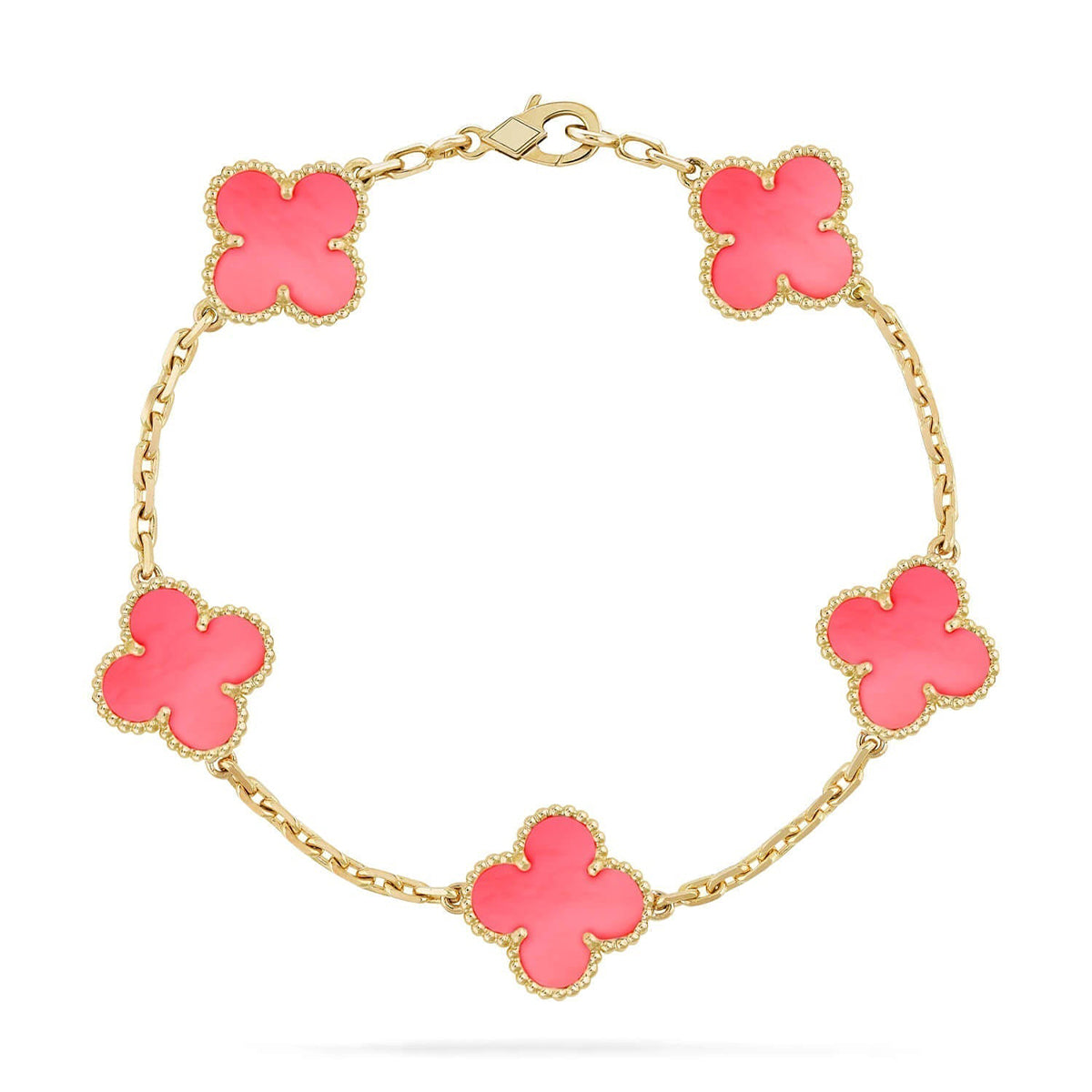 [Royal&Vicky]LUCKY CLOVER 5-MOTIF BRACELET - PINK MOTHER-OF-PEARL COLLECTION