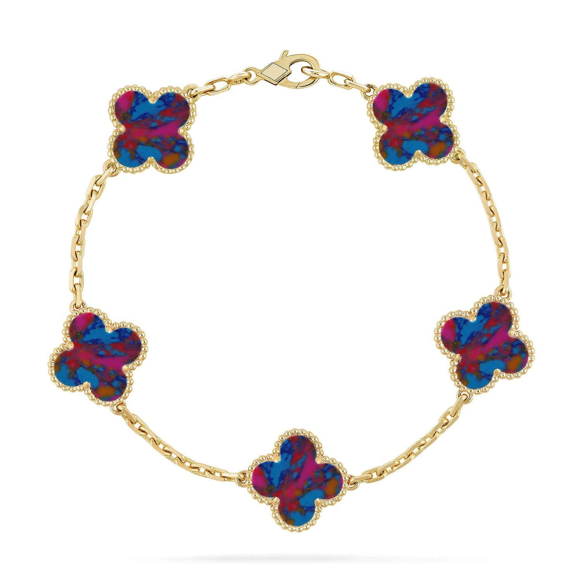 [Royal&Vicky]LUCKY CLOVER 5-MOTIF BRACELET - MULTI-GEM COLLECTION