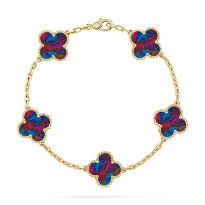 [Royal&Vicky]LUCKY CLOVER 5-MOTIF BRACELET - MULTI-GEM COLLECTION