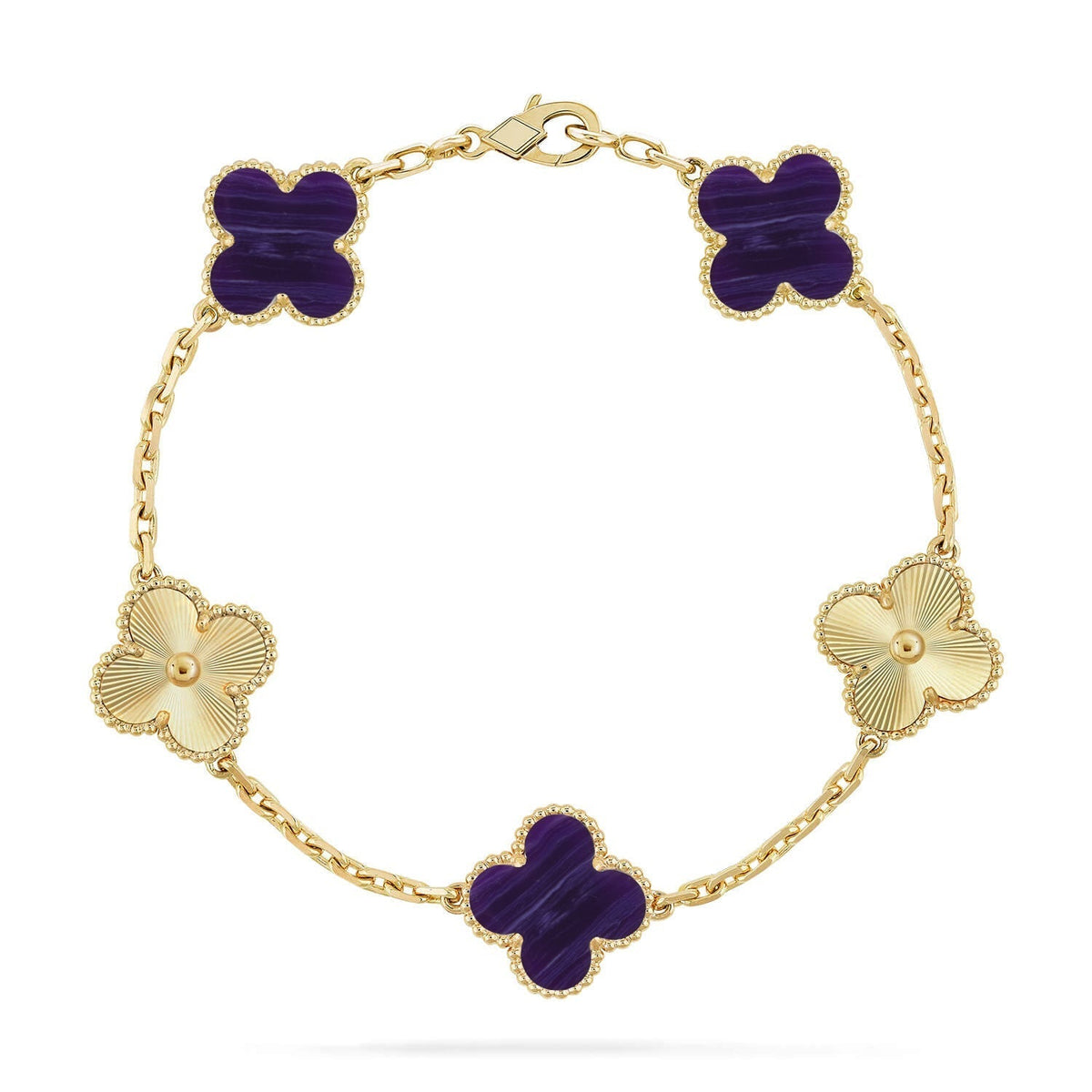 [Royal&Vicky]LUCKY CLOVER 5-MOTIF BRACELET - CHAROITE COLLECTION