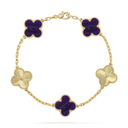 [Royal&Vicky]LUCKY CLOVER 5-MOTIF BRACELET - CHAROITE COLLECTION