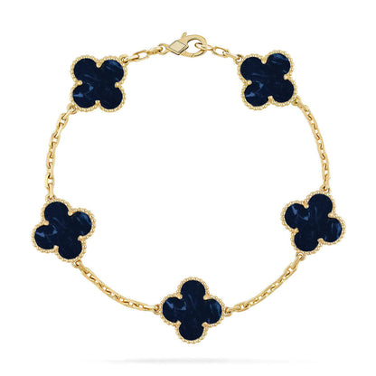[Royal&Vicky]LUCKY CLOVER 5-MOTIF BRACELET - PIETERSITE COLLECTION