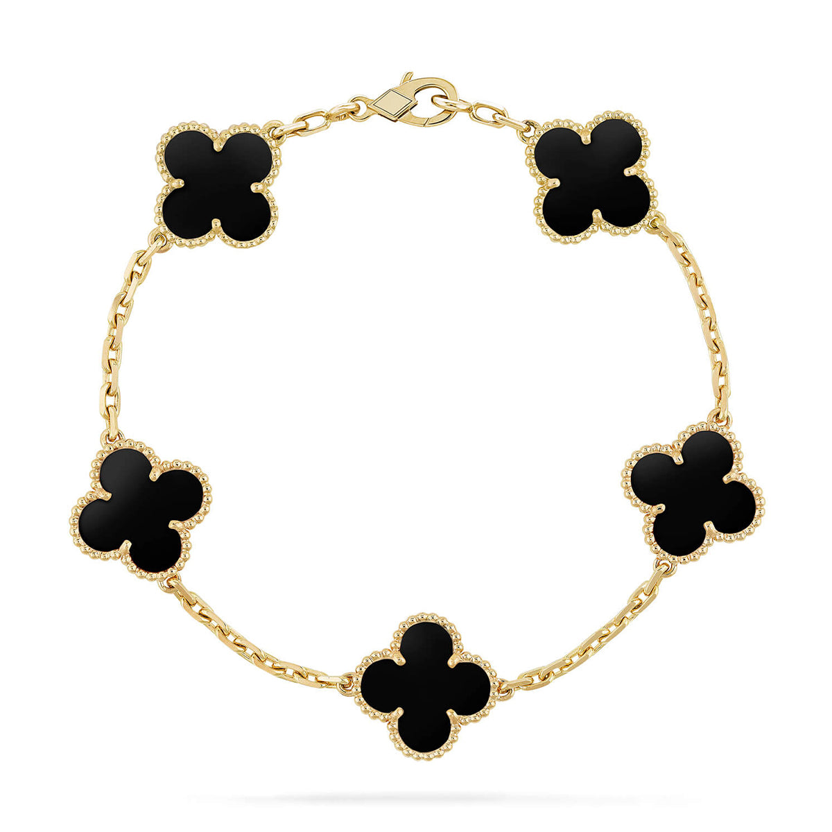 [Royal&Vicky]LUCKY CLOVER 5-MOTIF BRACELET - BLACK OXNY COLLECTION