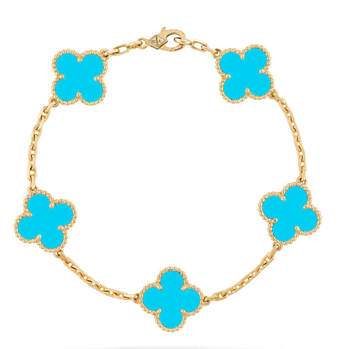 [Royal&Vicky]LUCKY CLOVER 5-MOTIF BRACELET - TURQUOISE COLLECTION