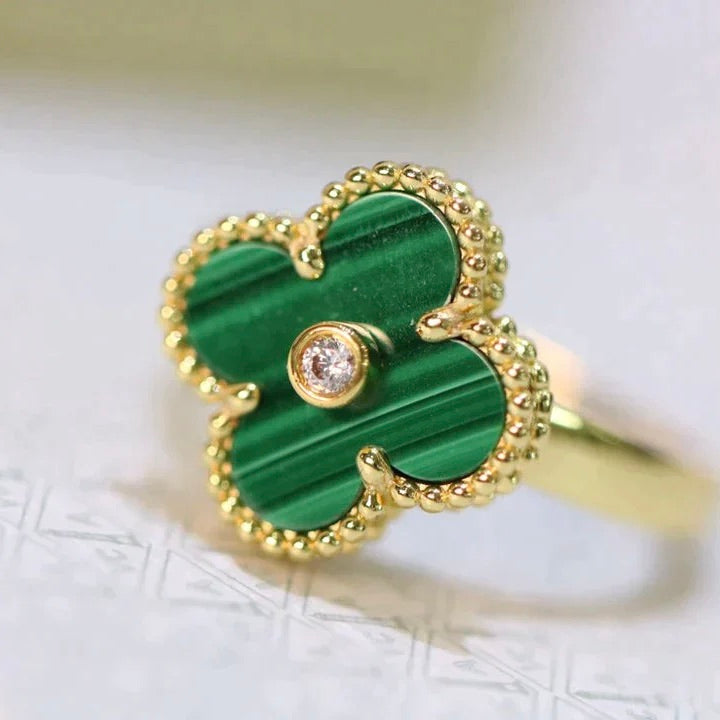 [Royal&Vicky]CLOVER MALACHITE RING GOLD DIAMOND