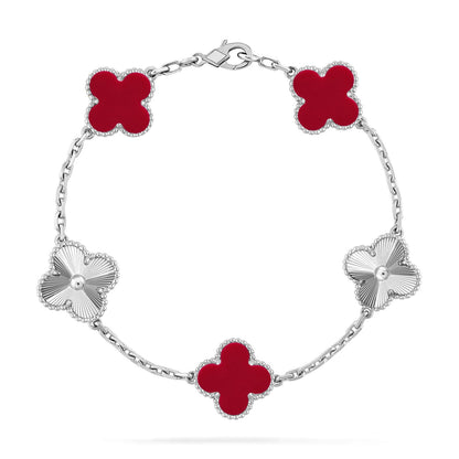 [Royal&Vicky]LUCKY CLOVER 5-MOTIF BRACELET - RED CARNELIAN COLLECTION