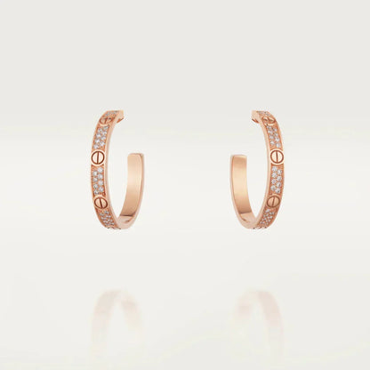 [Royal&Vicky]LOVE DIAMOND PINK GOLD HOOP EARRINGS