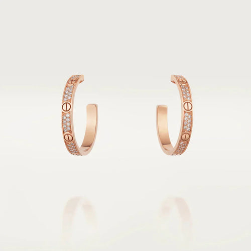 [Royal&Vicky]LOVE DIAMOND PINK GOLD HOOP EARRINGS