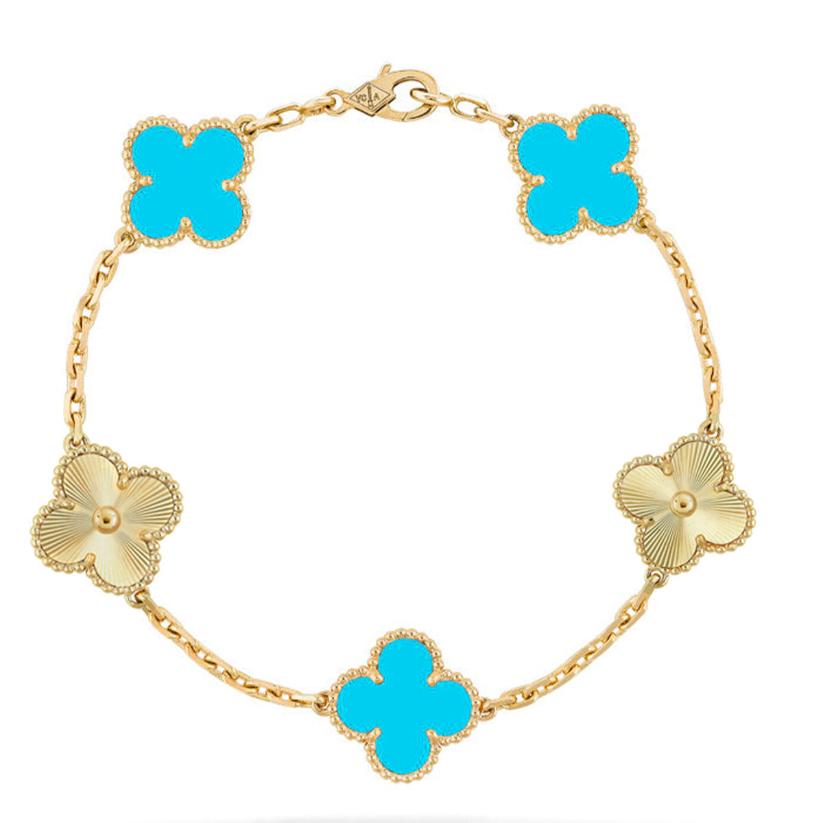 [Royal&Vicky]LUCKY CLOVER 5-MOTIF BRACELET - TURQUOISE COLLECTION