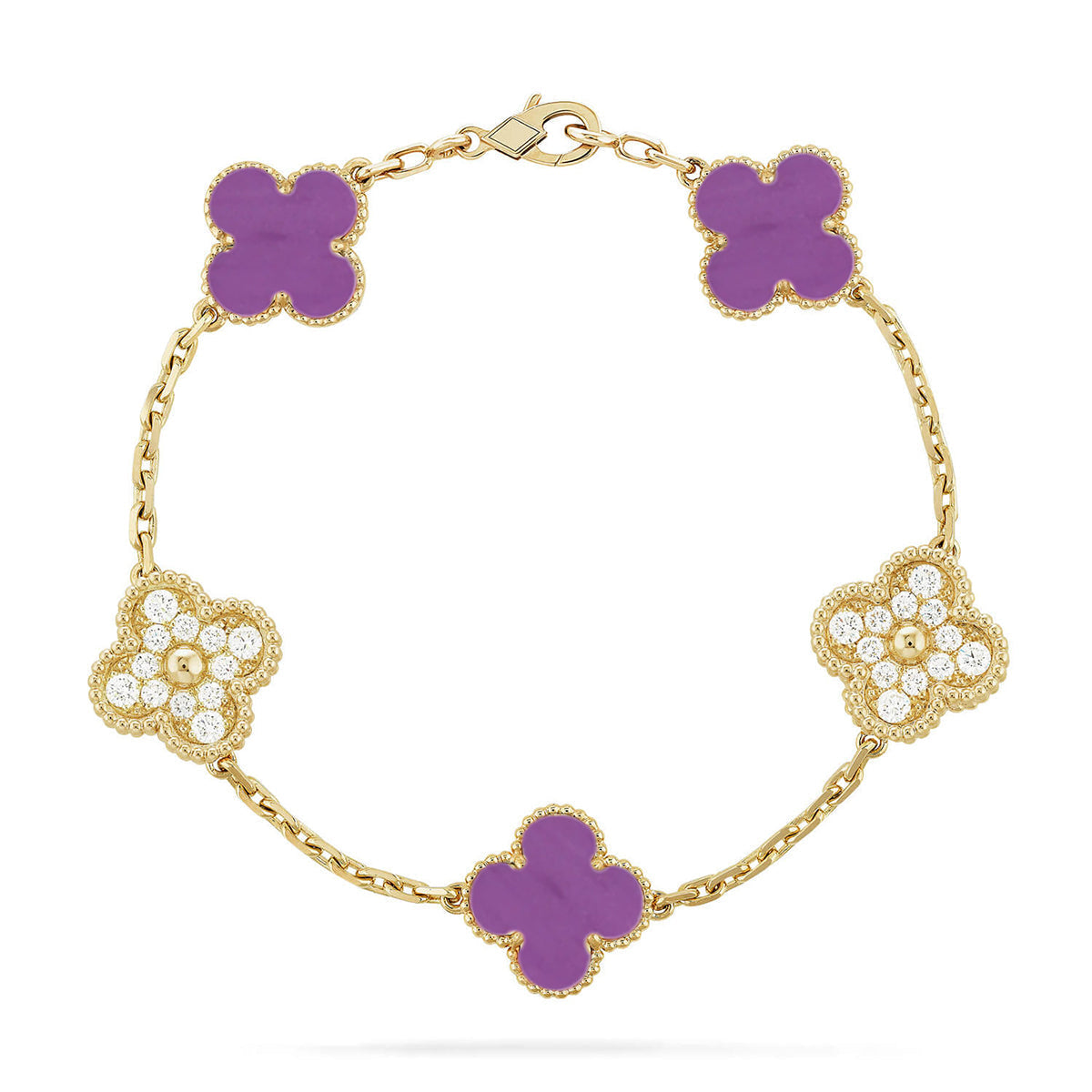 [Royal&Vicky]LUCKY CLOVER 5-MOTIF BRACELET - VIOLET COLLECTION