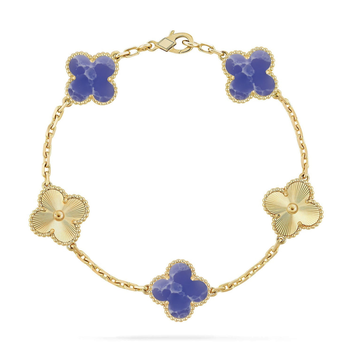 [Royal&Vicky]LUCKY CLOVER 5-MOTIF BRACELET - BLUE LARIMAR COLLECTION