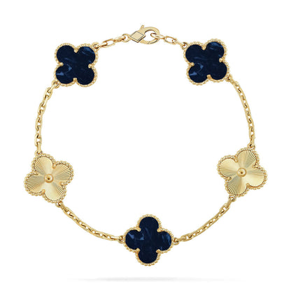 [Royal&Vicky]LUCKY CLOVER 5-MOTIF BRACELET - PIETERSITE COLLECTION