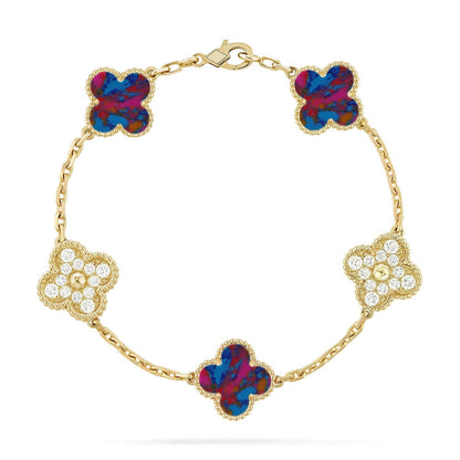[Royal&Vicky]LUCKY CLOVER 5-MOTIF BRACELET - MULTI-GEM COLLECTION