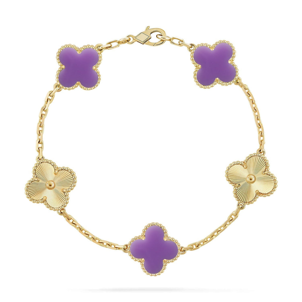 [Royal&Vicky]LUCKY CLOVER 5-MOTIF BRACELET - LAVENDER COLLECTION