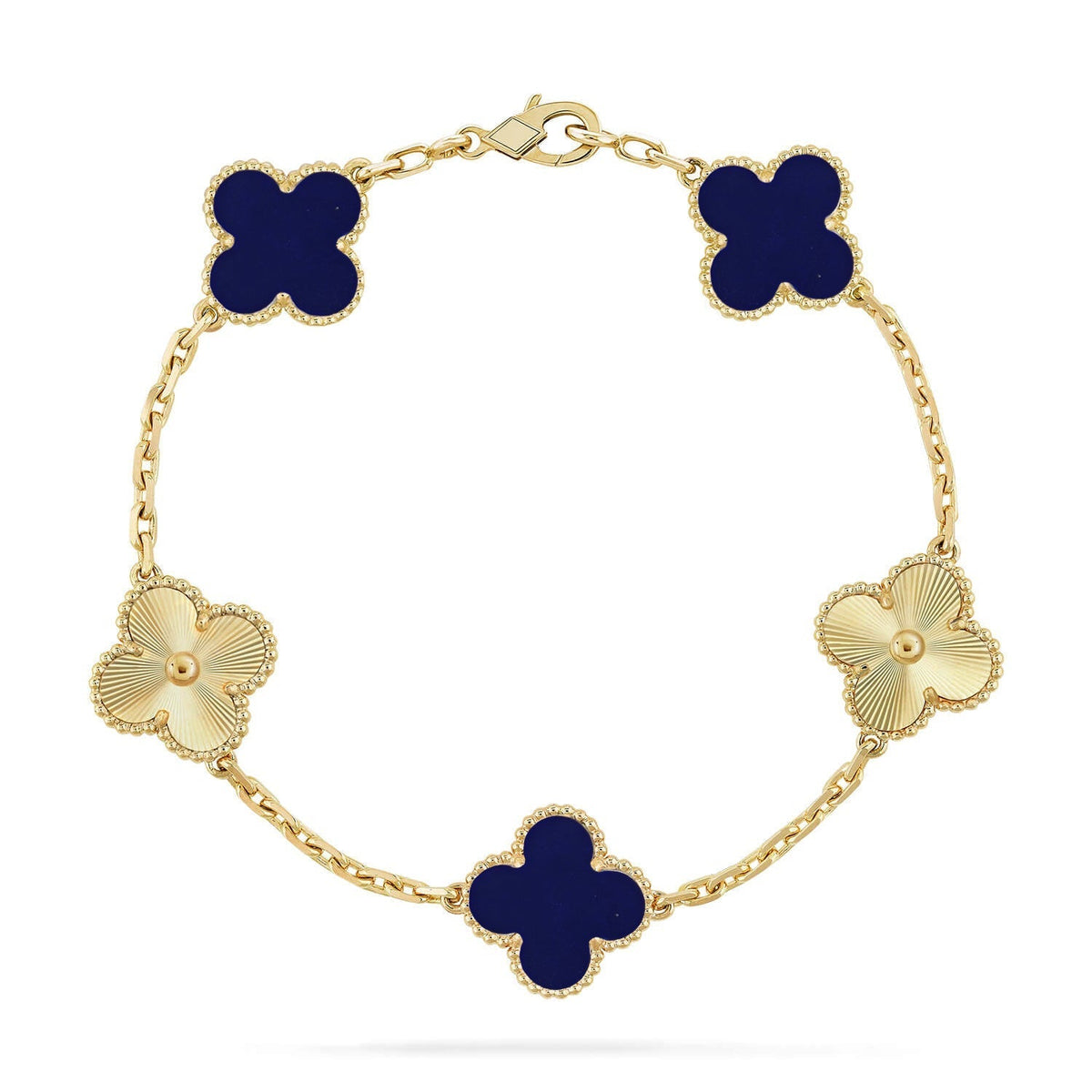 [Royal&Vicky]LUCKY CLOVER 5-MOTIF BRACELET - LAPIS LAZULI COLLECTION