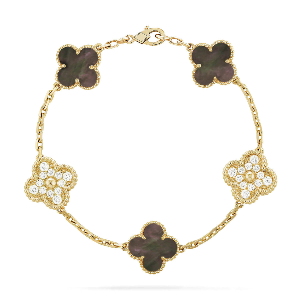 [Royal&Vicky]LUCKY CLOVER 5-MOTIF BRACELET - GREY MOTHER-OF-PEARL COLLECTION