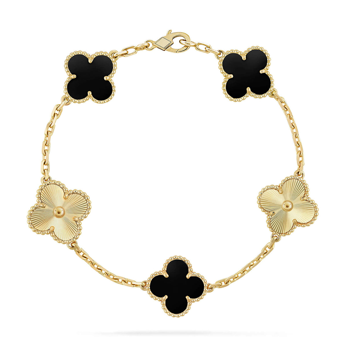 [Royal&Vicky]LUCKY CLOVER 5-MOTIF BRACELET - BLACK OXNY COLLECTION