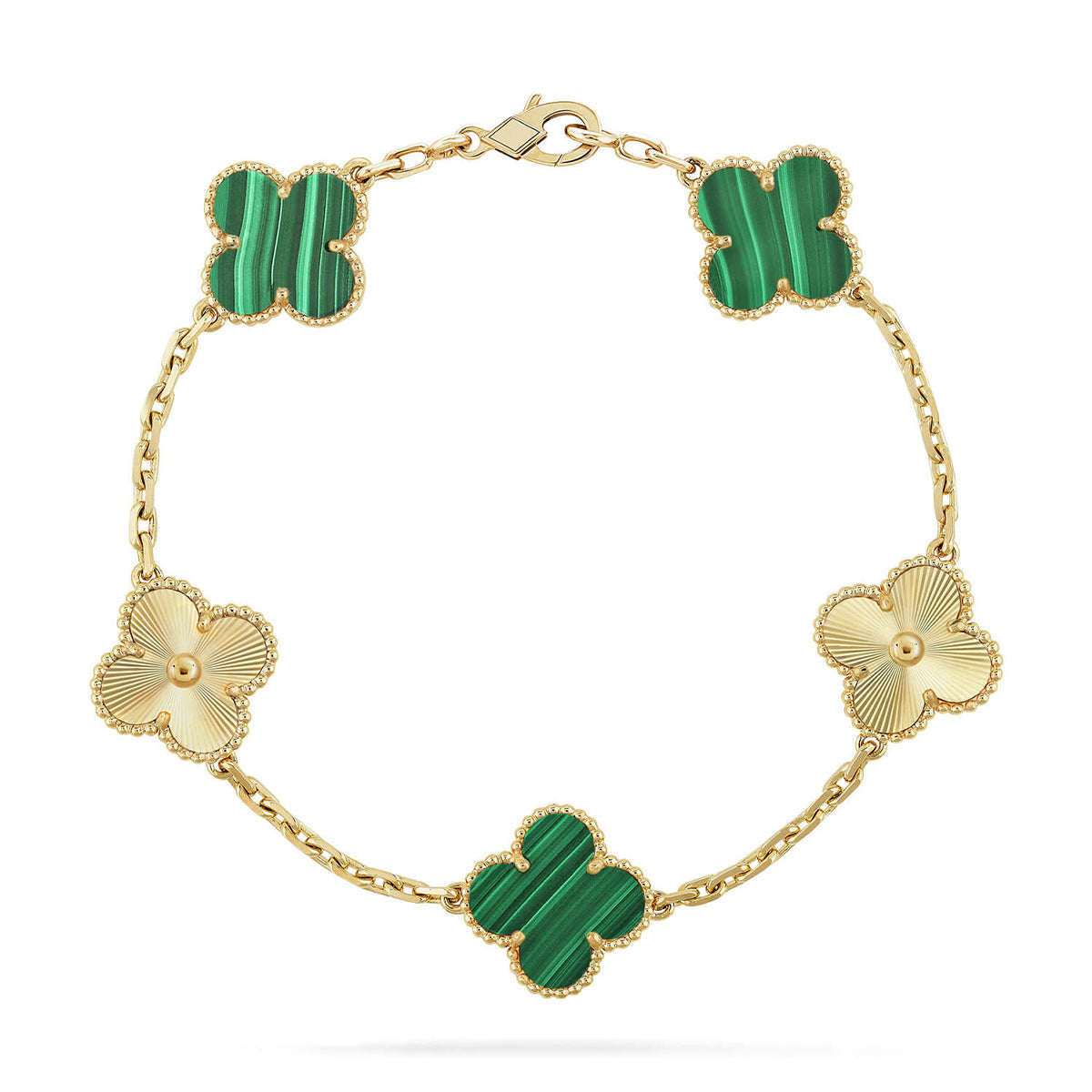 [Royal&Vicky]LUCKY CLOVER 5-MOTIF BRACELET - MALACHITE COLLECTION