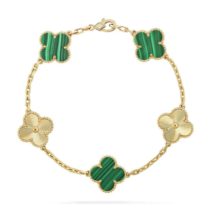 [Royal&Vicky]LUCKY CLOVER 5-MOTIF BRACELET - MALACHITE COLLECTION